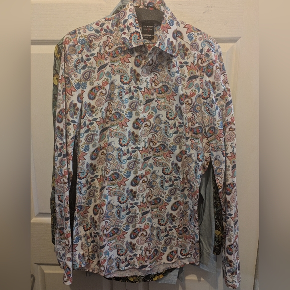 Olymp Level 5 Body Fit Paisley Dress Shirt 100% Cotton 14.5/37 EUC! - Picture 15 of 16